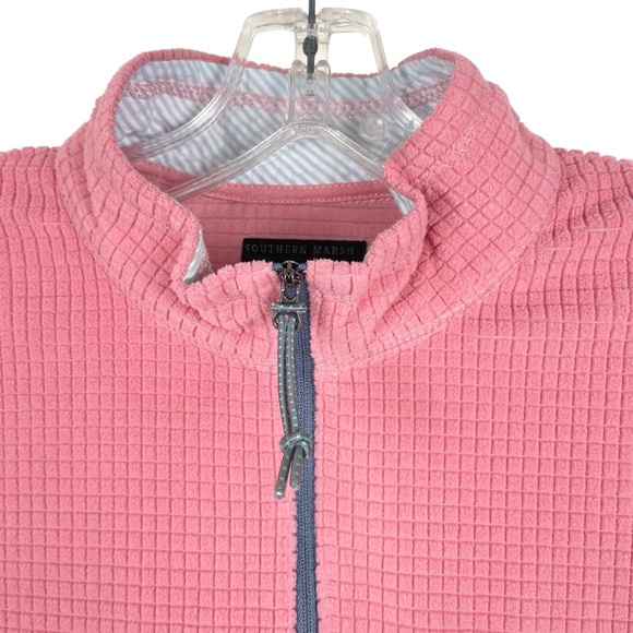Southern Marsh FieldTec Quarter Zip Waffle Fleece Pullover Pink + Blue Size S - Picture 4 of 13